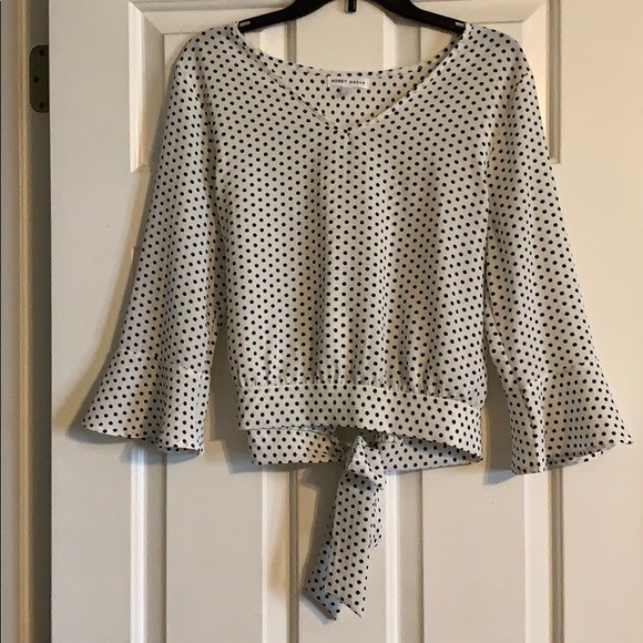 Tops - Black and white polka dot top with bell sleeves.